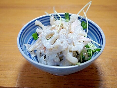 レンコンとサラダチキンのサラダ